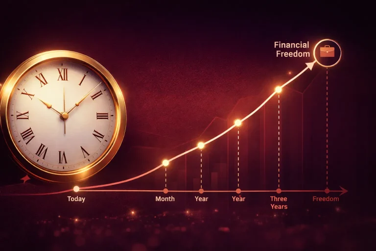חופש כלכלי באמצעות מחשבון פרישה מוקדמת – ציר זמן עד תאריך הפסקת תלות בעבודה